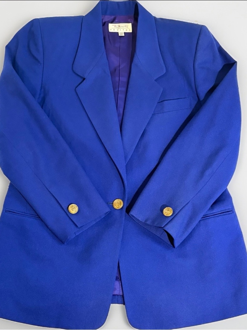 Cobalt Blue Single-Breasted Blazer with Gold Buttons